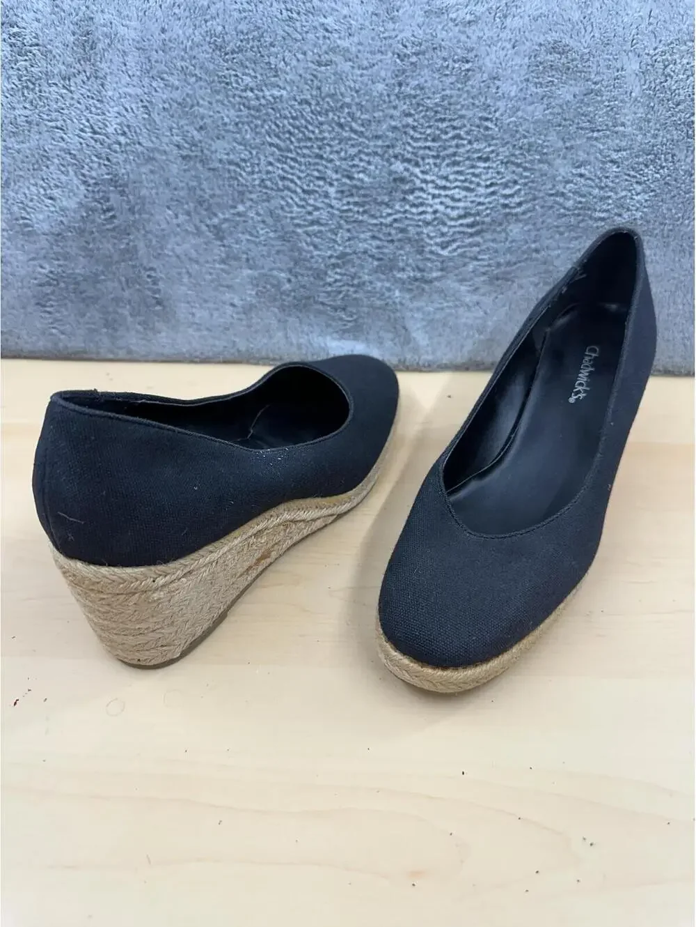 Chadwicks Black Espadrille Wedge‎ Pumps
